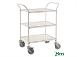 Bakkevogn, 3 plastbakker, hvid/hvid
